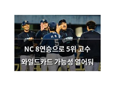 NC 8연승으로 5위 고수 와일드카드 가능성 열어둬