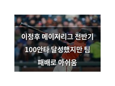 이정후 메이저리그 전반기 100안타 달성했지만 팀 패배로 아쉬움