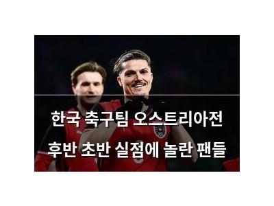한국 축구팀 오스트리아전 후반 초반 실점에 놀란 팬들
